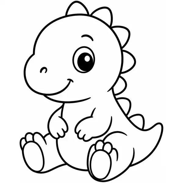 Dinosaurio bebé para colorear en dibujo infantil