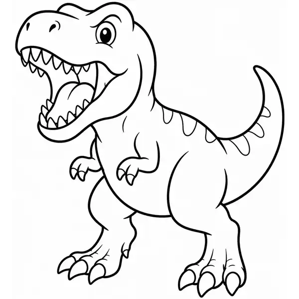 T-Rex para colorear en dibujo de líneas para imprimir