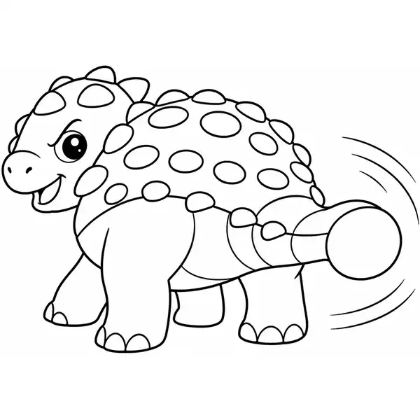 Anquilosaurio para colorear con armadura y cola de maza