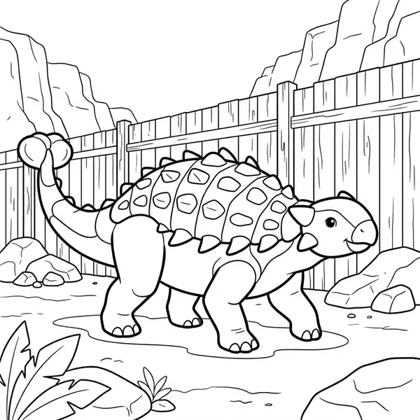 Anquilosaurio de aspecto cinematográfico para colorear