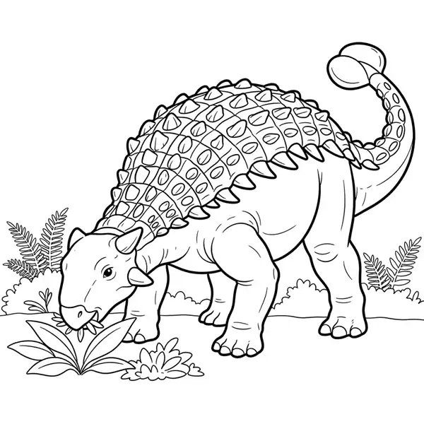 Anquilosaurio realista con armadura corporal para colorear