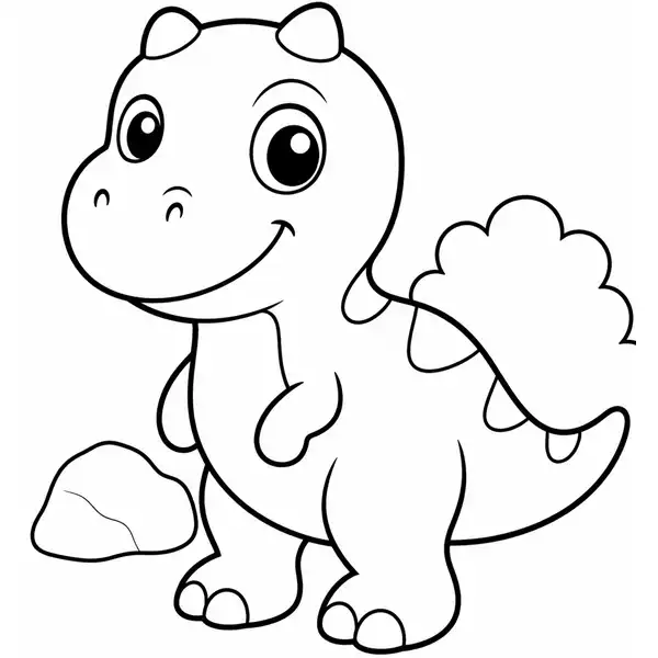 Carnotaurus bebé para colorear en una lámina infantil para imprimir
