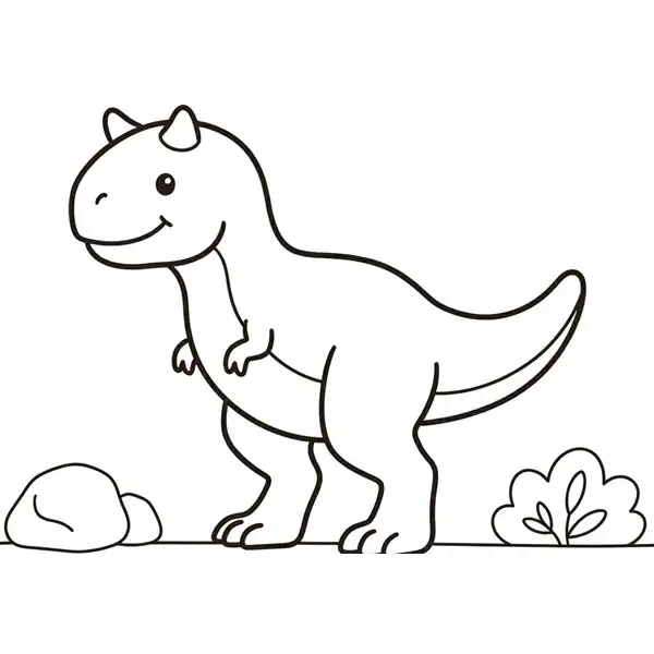 Carnotaurus de trazos simples y zonas amplias para colorear