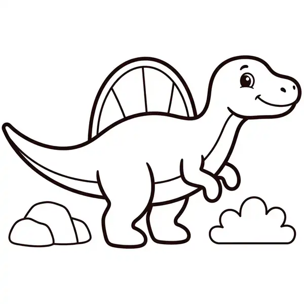Espinosaurio de trazos simples para colorear