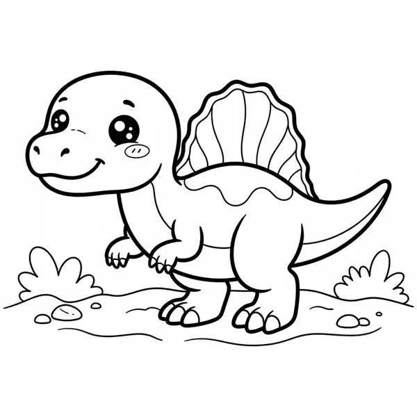 Espinosaurio para colorear en dibujo de líneas