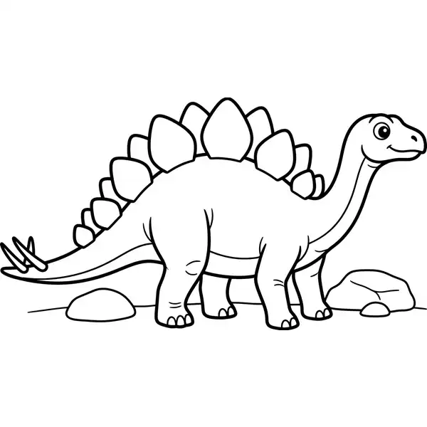 Estegosaurio de perfil mostrando sus grandes placas para colorear