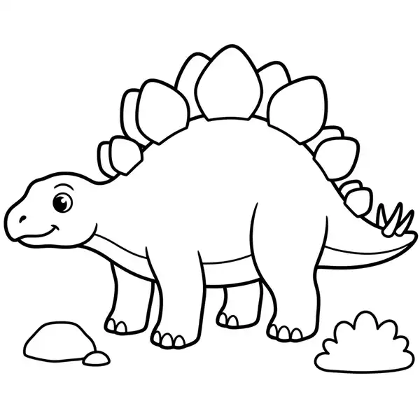 Estegosaurio fácil para colorear en una lámina simple para imprimir