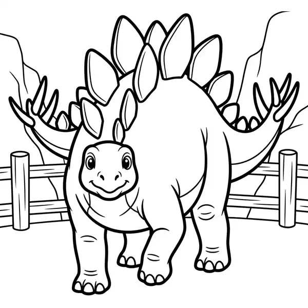 Estegosaurio para colorear con grandes placas dorsales