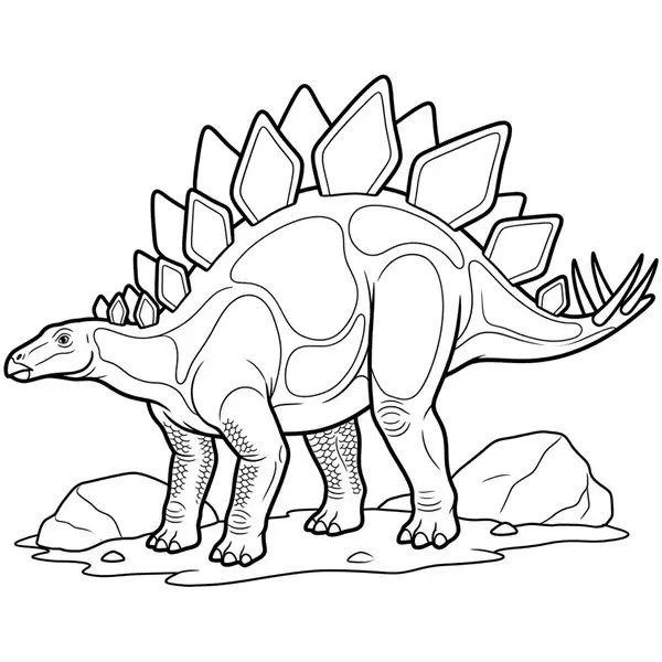 Estegosaurio realista y detallado para colorear