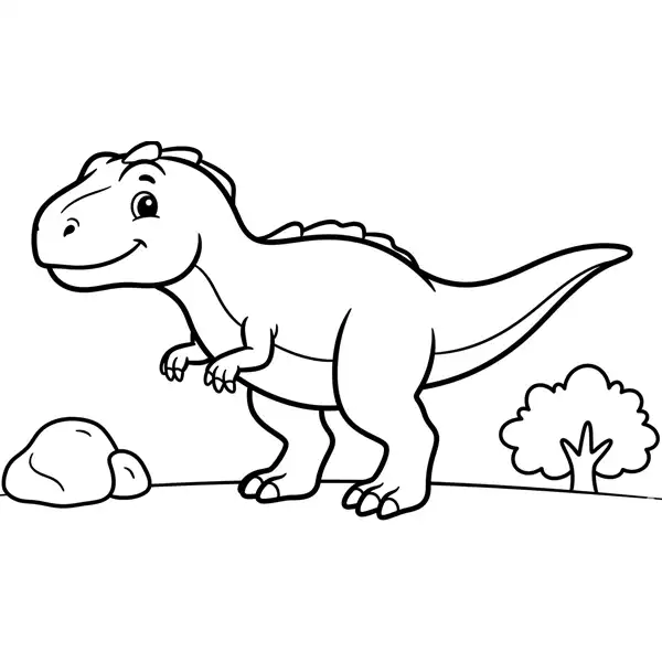 Giganotosaurus para colorear en dibujo de líneas