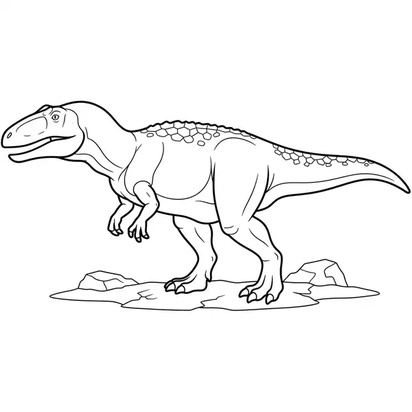 Giganotosaurus realista para colorear en una lámina detallada para imprimir