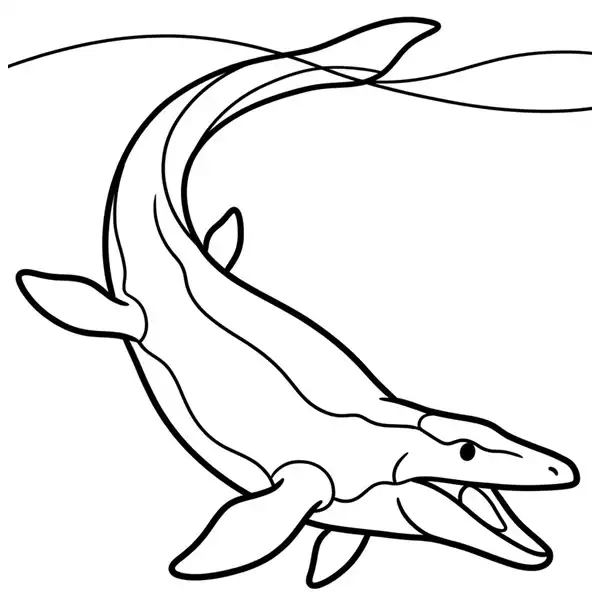 Mosasaurus de trazos simples nadando para colorear
