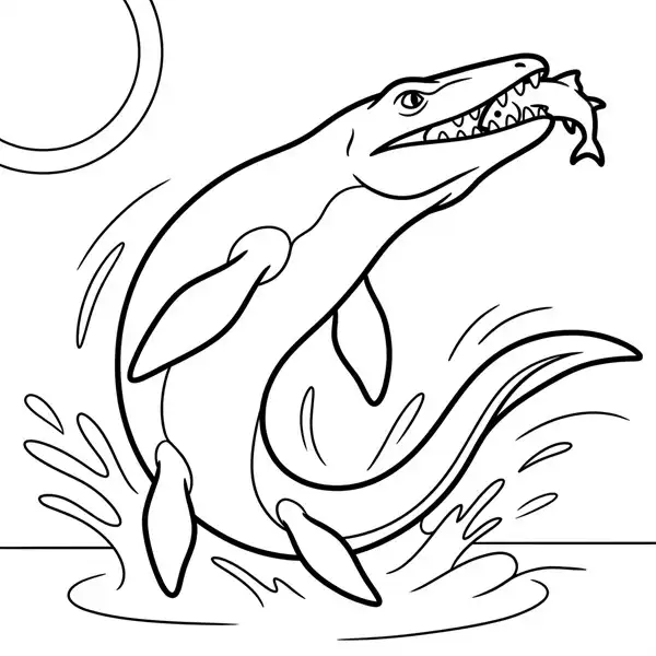 Mosasaurus para colorear, reptil marino prehistórico