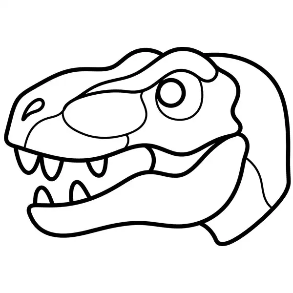 Primer plano de la cabeza de un T-Rex con dientes filosos para colorear