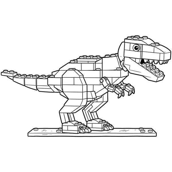 T-Rex estilo LEGO con formas de bloques de construcción para colorear