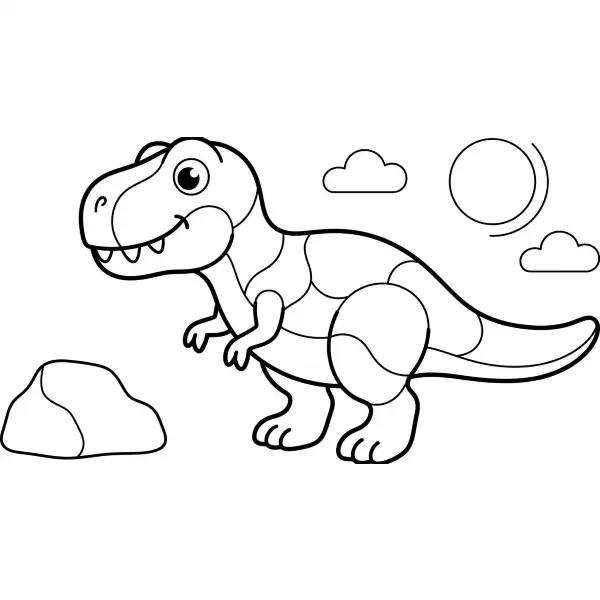T-Rex infantil con espacios amplios para colorear