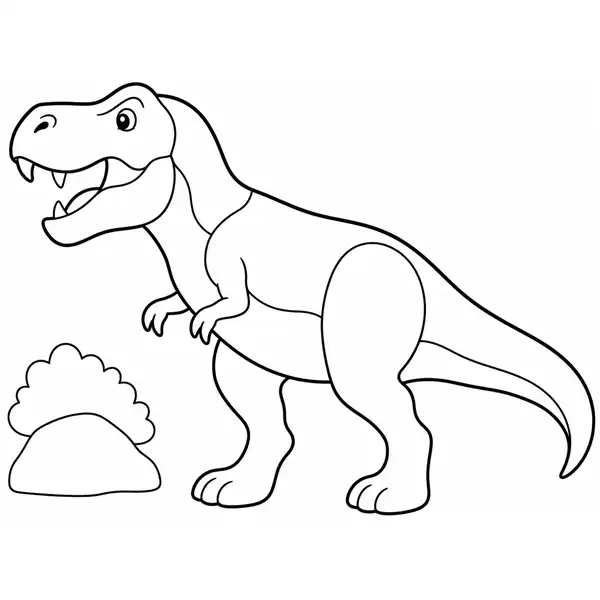 T-Rex de estilo realista con detalles en la piel y la musculatura para colorear