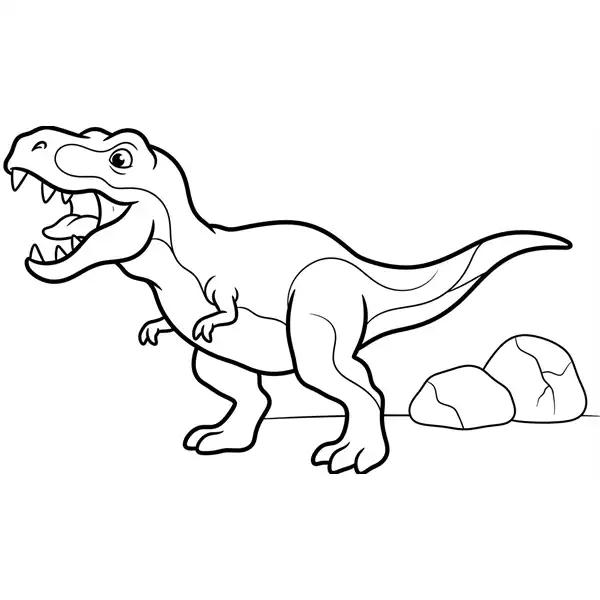 T-Rex rugiendo con la boca abierta para colorear