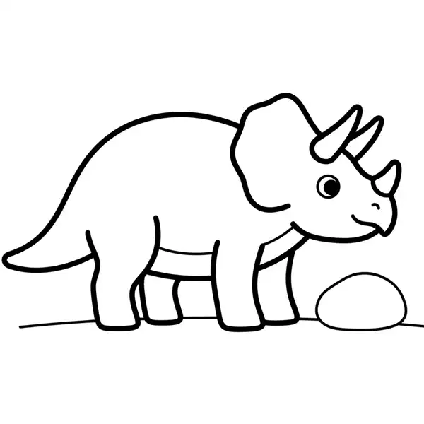 Triceratops fácil para colorear en una lámina simple para imprimir