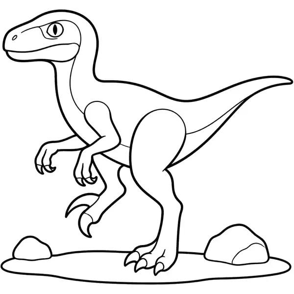 Velociraptor con garra para colorear en una lámina para imprimir