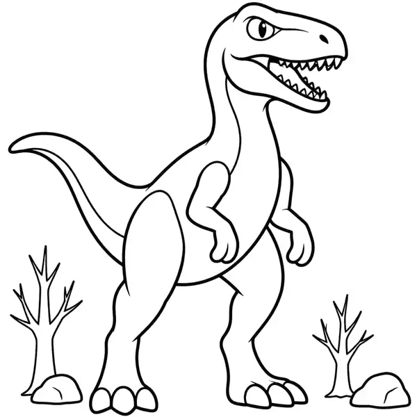 Velociraptor gigante para colorear en una lámina para imprimir