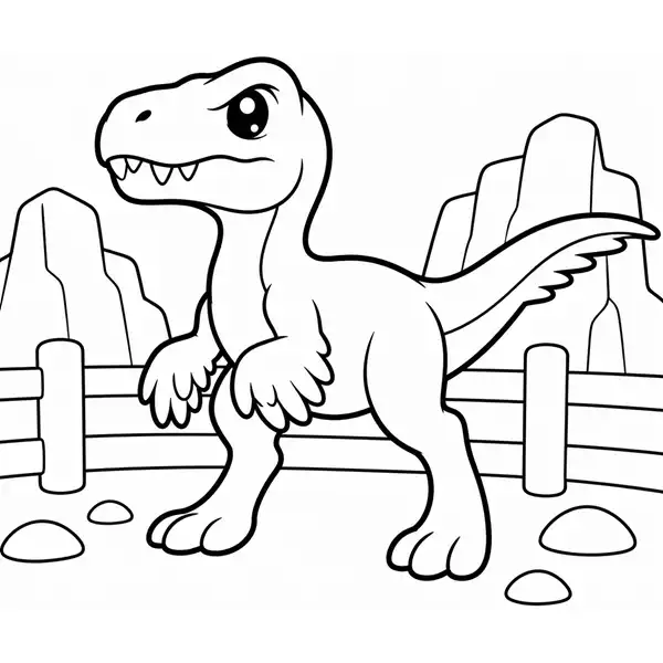 Velociraptor de Jurassic World para colorear en una lámina para imprimir