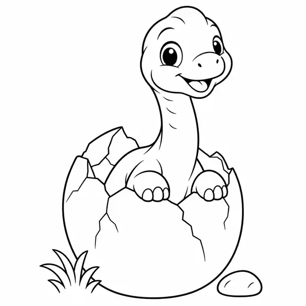 Braquiosaurio bebé saliendo del huevo para colorear