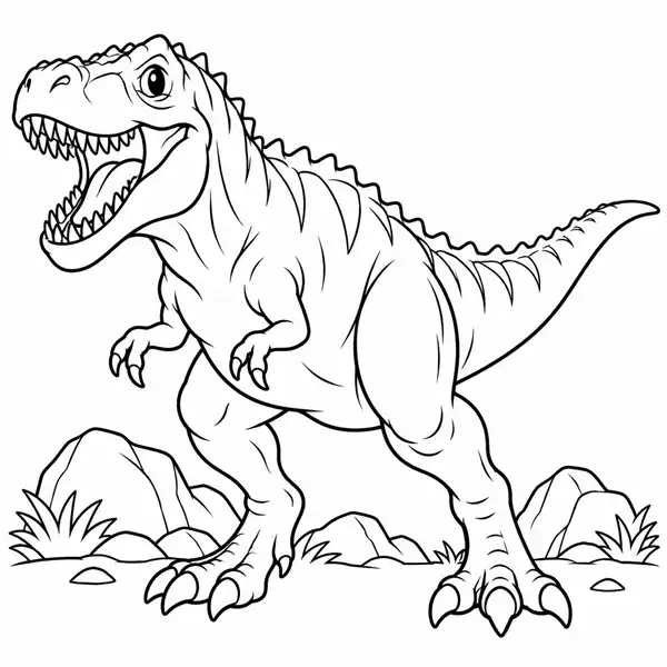 Giganotosaurus Animado Rugiendo para Colorear
