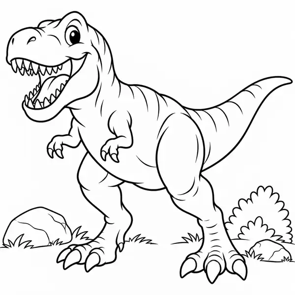 Dinosaurio animado para colorear con estilo de caricatura