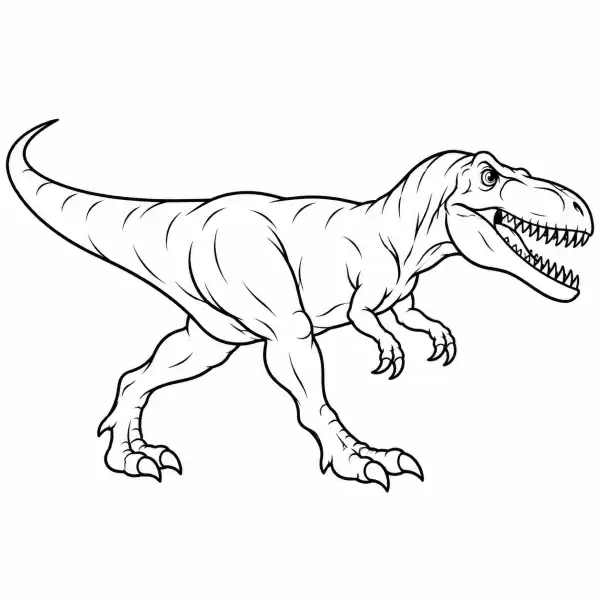 Giganotosaurus caminando de perfil con cola extendida para calcar