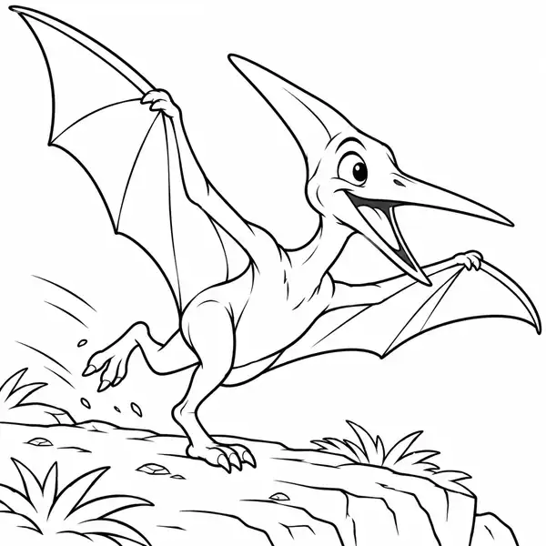 Pterodáctilo Animado para Colorear