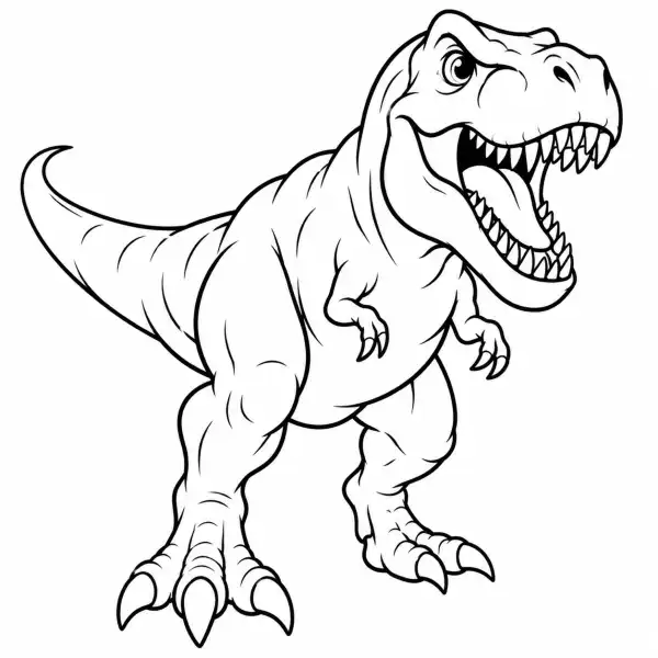 T-Rex rugiendo de frente para calcar