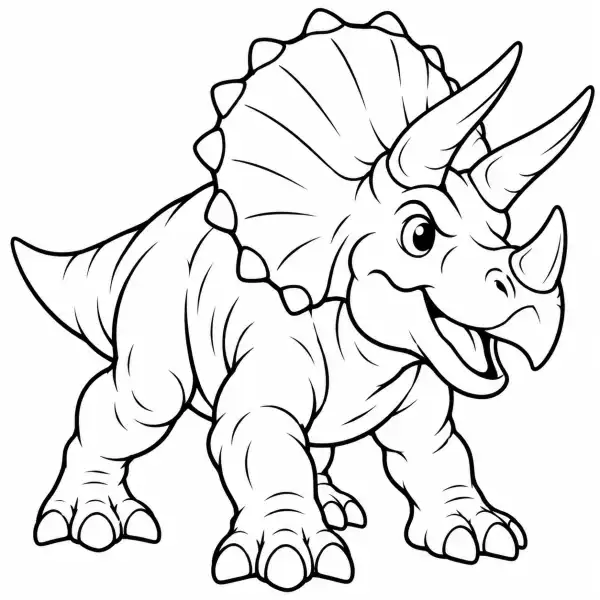 Triceratops con tres cuernos y gran gola para calcar